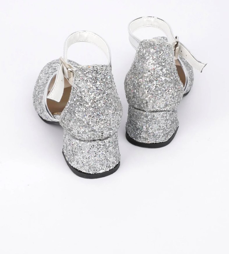 Kız Çocuk Parlak Beyaz Simli Babet - Görsel 3