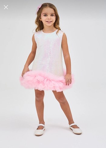 Pembe Fırfırlı Kız Çocuk Elbise - Görsel 2