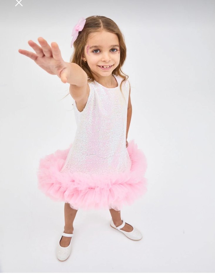 Pembe Fırfırlı Kız Çocuk Elbise - Görsel 3