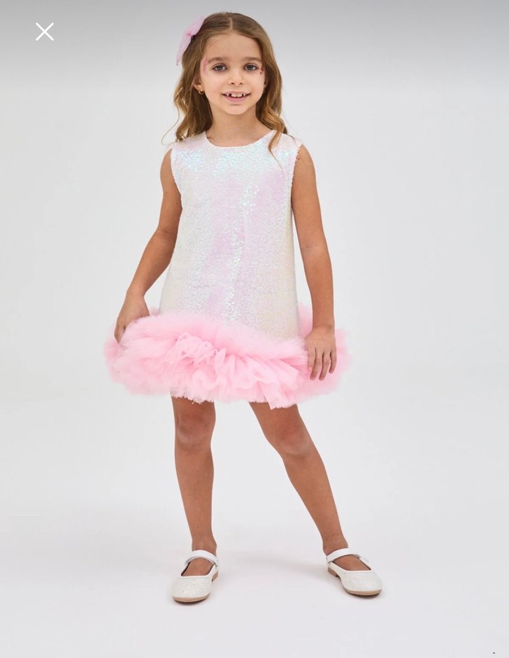 Pembe Fırfırlı Kız Çocuk Elbise - Görsel 2