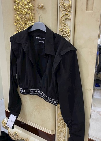 Düğmeli Siyah Mini Street Wear Kadın Gömlek