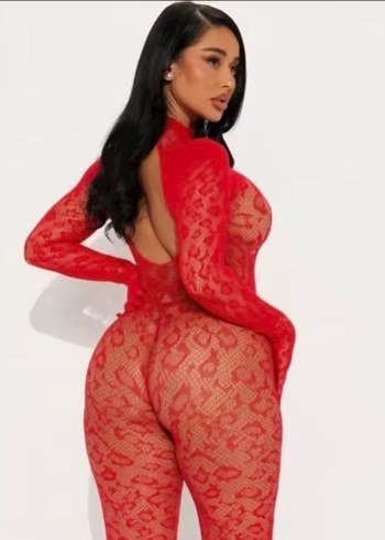 Kırmızı Dantel Leopar Desenli Vücut Çorabı - Görsel 2