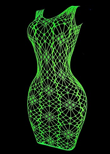 Karanlıkta Parlayan Neon Parlak Dantel Mini Elbise - Görsel 5