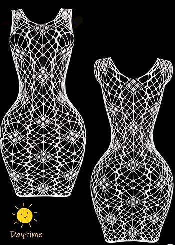 Karanlıkta Parlayan Neon Parlak Dantel Mini Elbise - Görsel 4