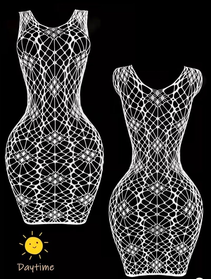 Karanlıkta Parlayan Neon Parlak Dantel Mini Elbise - Görsel 4