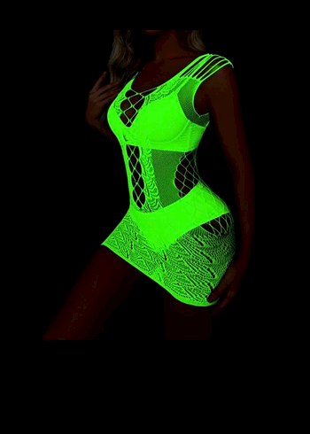 Karanlıkta Parlayan Dantel Detaylı Strappy Mini Elbise - Görsel 2