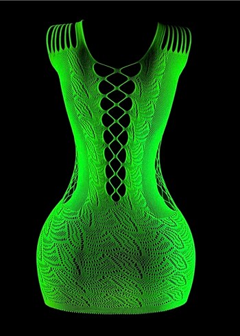 Karanlıkta Parlayan Dantel Detaylı Strappy Mini Elbise - Görsel 5