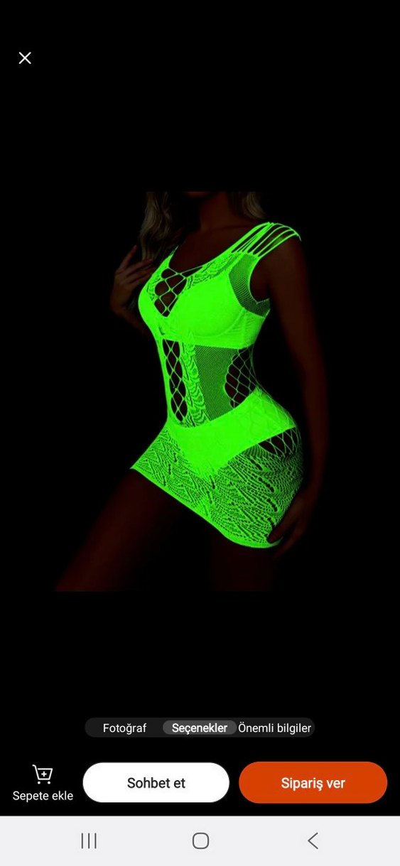 Karanlıkta Parlayan Dantel Detaylı Strappy Mini Elbise - Görsel 2