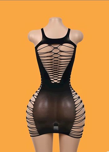 Siyah Fitted Mini Goth Elbise - Görsel 4