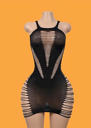 Siyah Fitted Mini Goth Elbise - Görsel 3