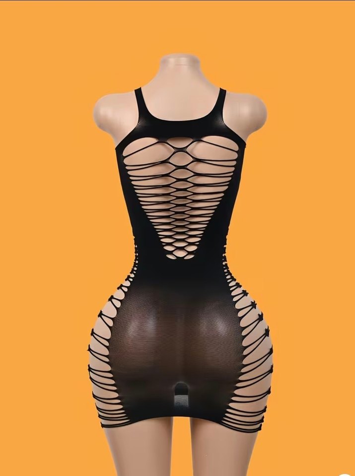 Siyah Fitted Mini Goth Elbise - Görsel 4