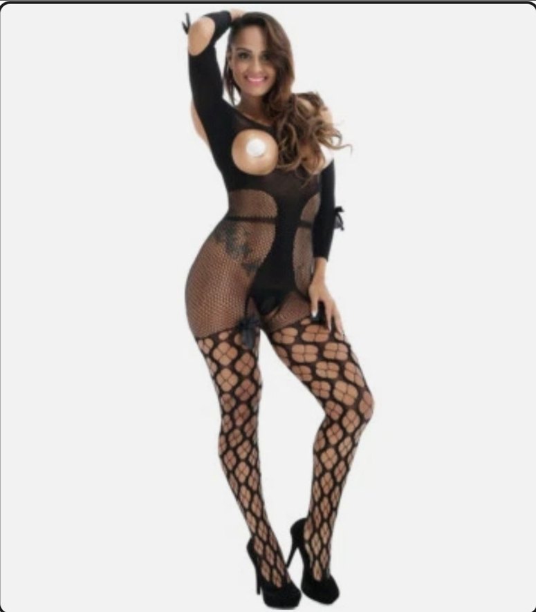 Siyah Dantel Detaylı Kadın Vücut Çorabı - Görsel 2