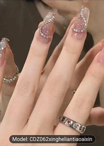 Bej Taşlı 24 Parça Takma Tırnak Seti - Görsel 2