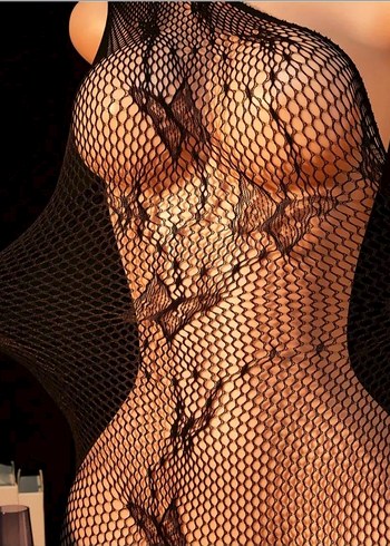 Siyah Kelebek Desenli Vücut Çorabı - Görsel 6