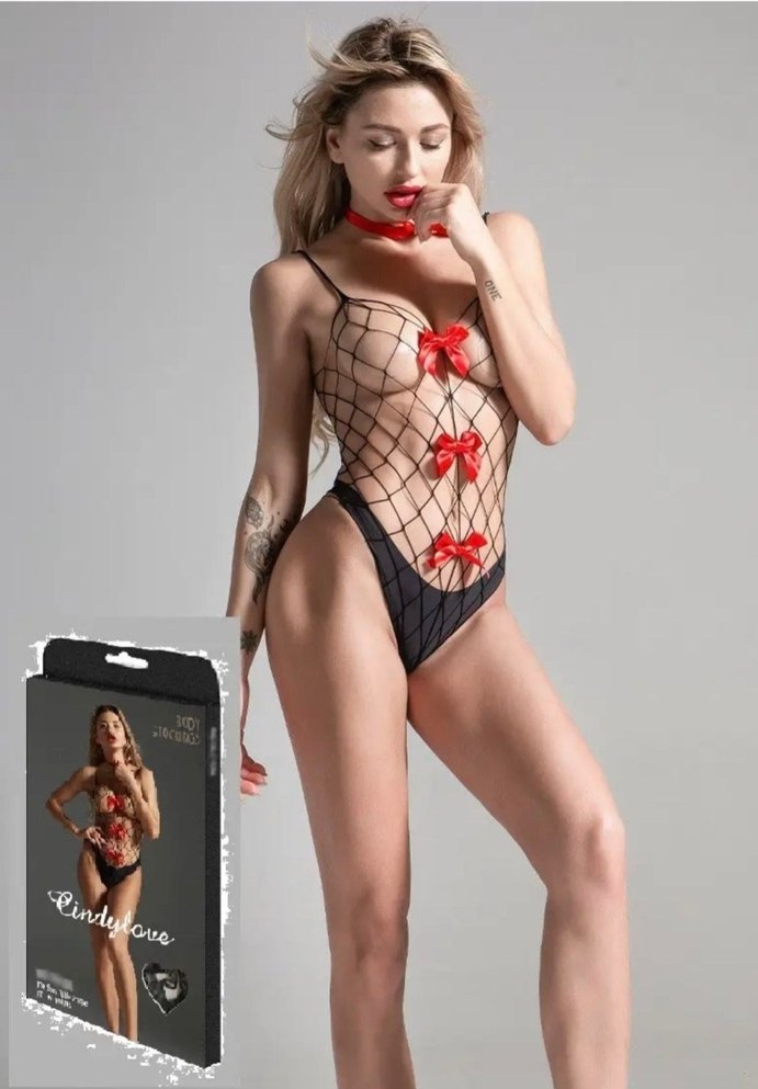 Kırmızı Fiyonklu Siyah  Ekose Büstiyer - Görsel 4