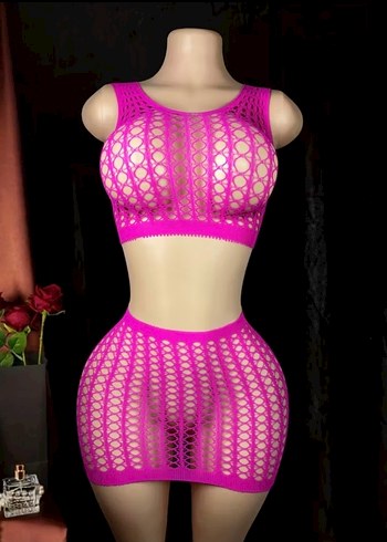 Pembe Mini Fileli Dantel Etek Büstiyer Takımı - Görsel 5