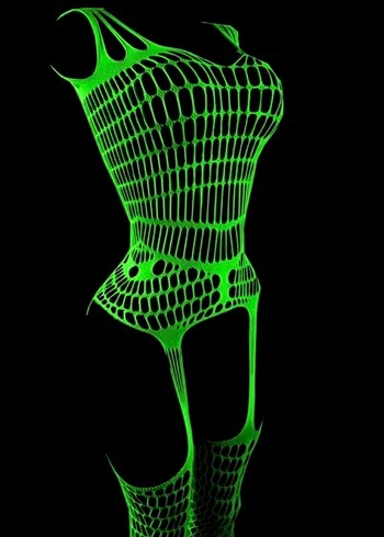 Sarı Neon Fosforlu Karanlıkta Parlayan File Vücut Çorabı - Görsel 5