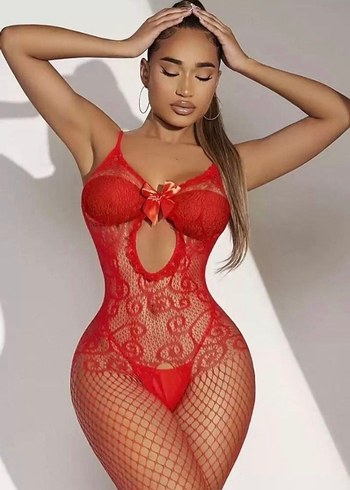 Dantel Detaylı Kurdeleli Kırmızı Vücut Çorabı - Görsel 7