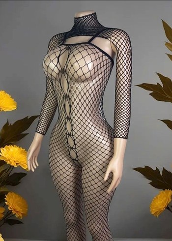 2 Parça Uzun Kollu File Vücut Çorabı - Görsel 7