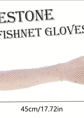 Beyaz Payetli Uzun Kadın Eldiveni - Görsel 5