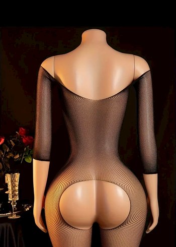 Siyah Mini Delikli Avant-Garde File Vücut Çorabı - Görsel 10