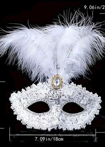 Toz Pembe Tüylü Taş Süslemeli Parti Maskesi - Görsel 5