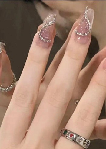 24 Parça Parlak Taş Süslemeli Tırnak Seti - Görsel 2