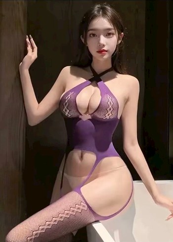 Lila Renk Jartiyerli Vücut Çorabı - Görsel 4