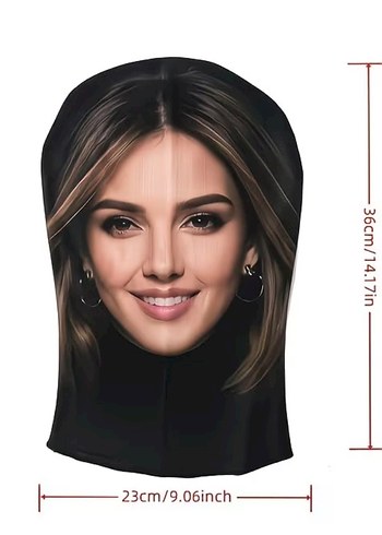 Gerçek Kadın Yüzü Baskılı Kumaş Maske - Görsel 4