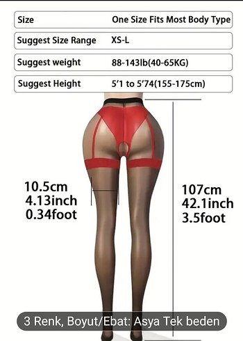 Kırmızı Jartiyer Desenli Külotlu Çorap - Görsel 8