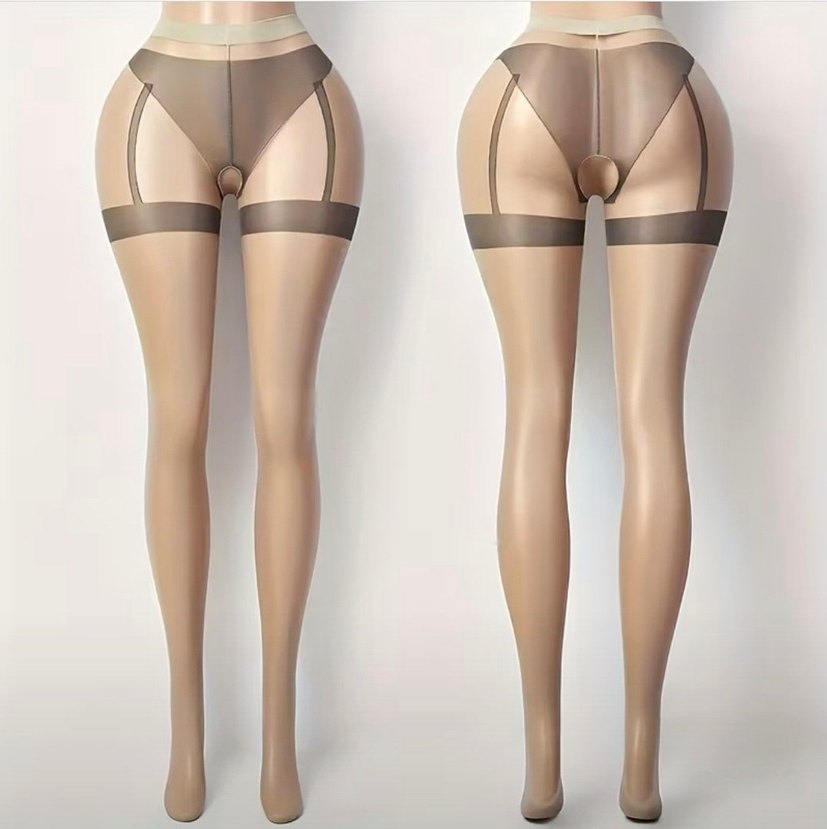 Bej Jartiyer Desenli Bej Külotlu Çorap - Görsel 4