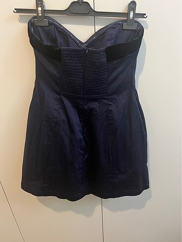 Anthropologie lacivert straplez elbise - Görsel 5