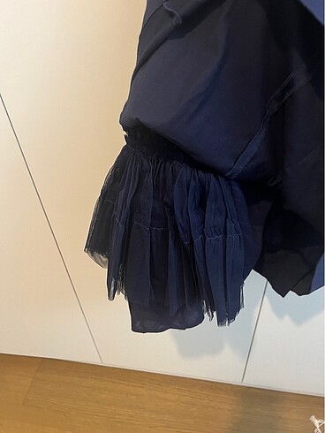 Anthropologie lacivert straplez elbise - Görsel 6