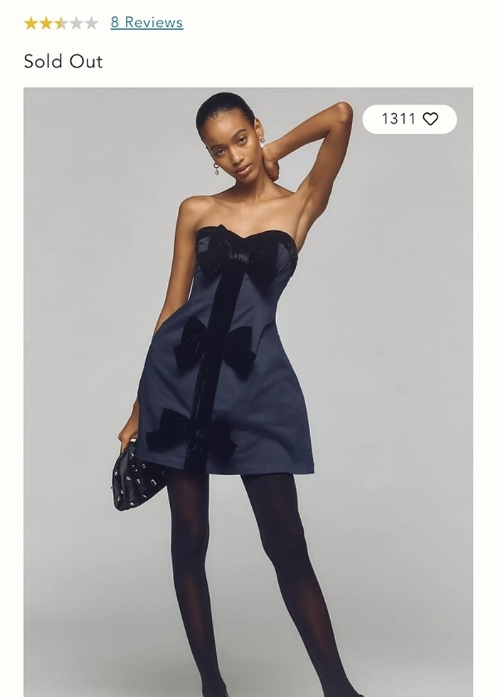 Anthropologie lacivert straplez elbise - Görsel 2