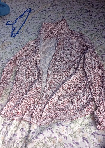 Bohem Gri-Bordo Uzun Kollu Keten Gömlek - Görsel 2