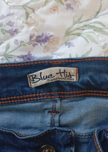 Kadın Mavi Normal Boy Bol Kesim Kot Pantolon - Görsel 3