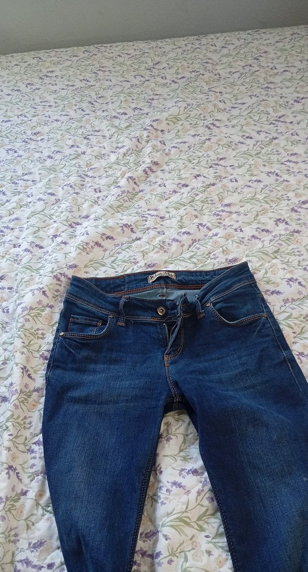 Kadın Mavi Normal Boy Bol Kesim Kot Pantolon - Görsel 2