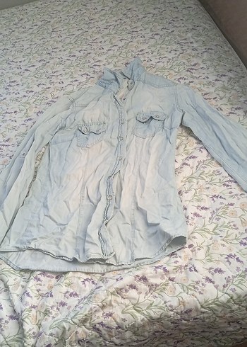 Gri Kadın Keten Gömlek Uzun Kollu - Görsel 2