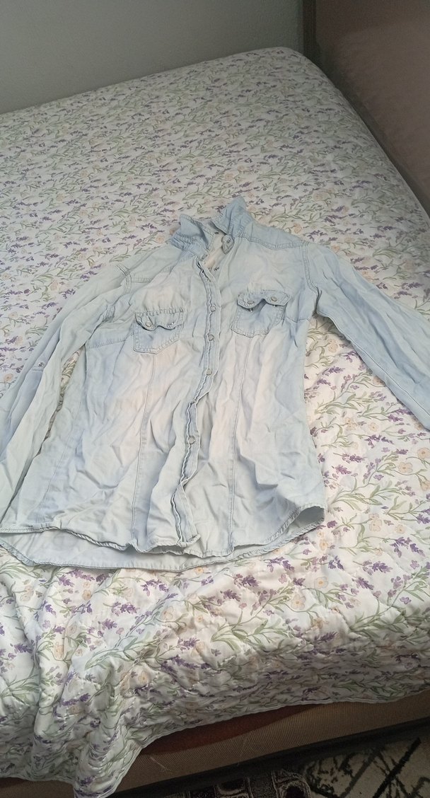 Gri Kadın Keten Gömlek Uzun Kollu - Görsel 2