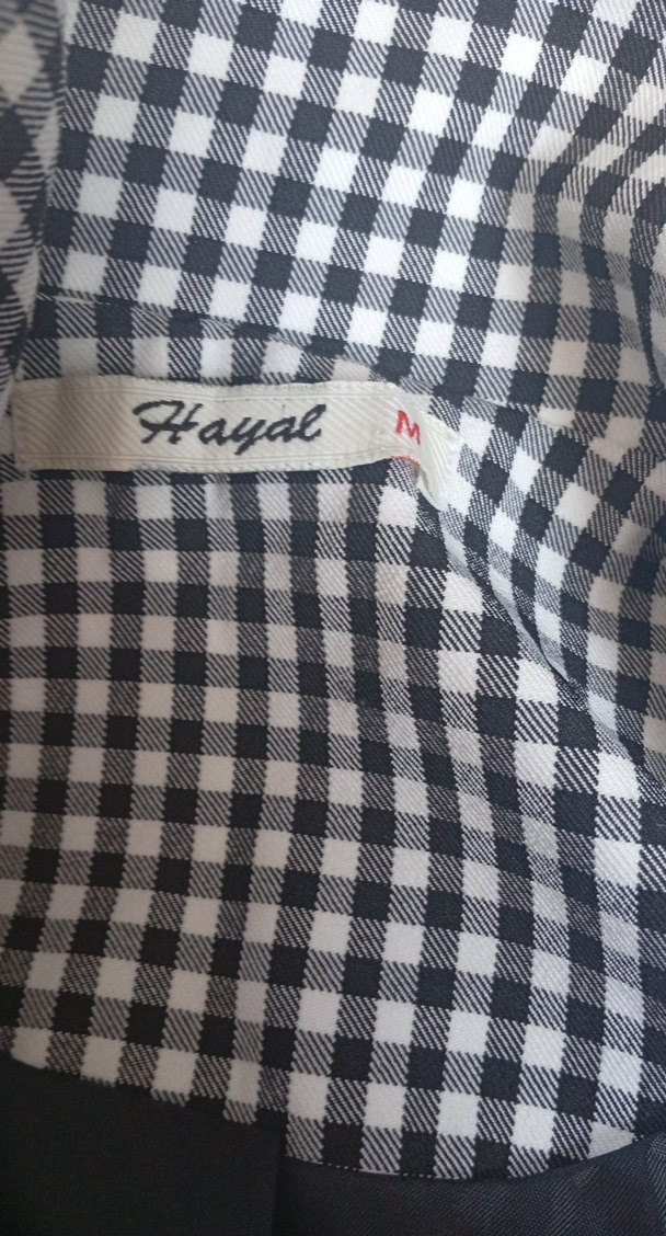 Düğmeli Gri Ekose Midi Kadın Blazer - Görsel 4