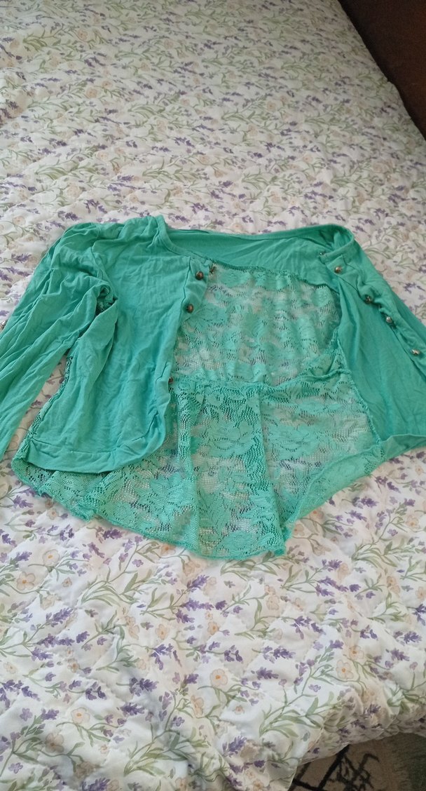 Kız Çocuk Turkuaz Dantelli Bolero - Görsel 3