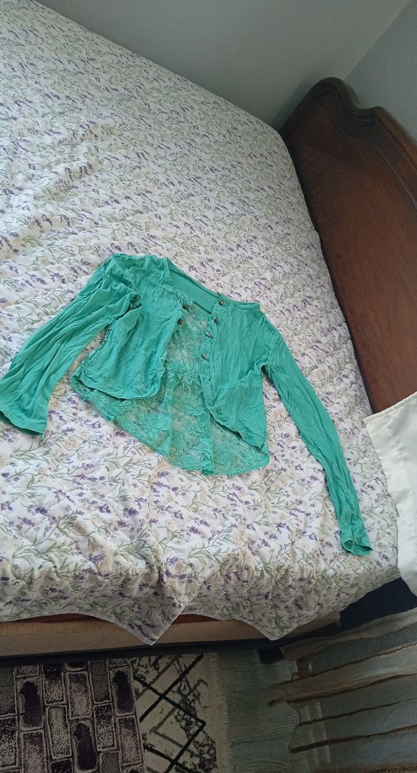 Kız Çocuk Turkuaz Dantelli Bolero - Görsel 2