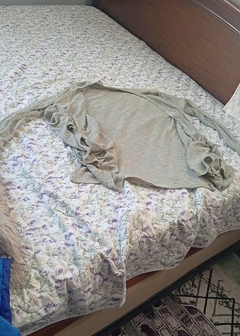 Gri V Yakalı Uzun Kollu Örgü Kadın Kazak - Görsel 2