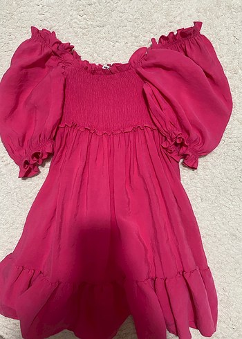 Pembe Bohem Kadın Elbisesi Fırfırlı