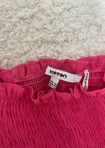 Koton Pembe Bohem Kadın Elbisesi Fırfırlı