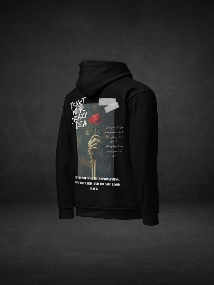 Trust Your Crazy Idea | Siyah Kapüşonlu Baskılı Sweatshirt - Görsel 2