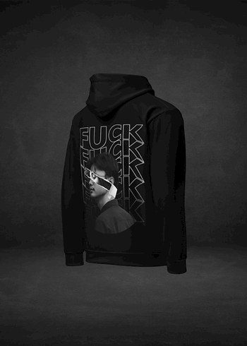 Fuck Off | Siyah Kapüşonlu Baskılı Sweatshirt - Görsel 2