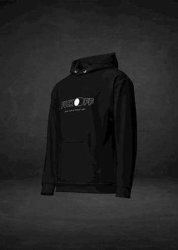 Fuck Off | Siyah Kapüşonlu Baskılı Sweatshirt - Görsel 4