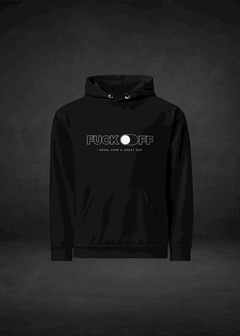 Fuck Off | Siyah Kapüşonlu Baskılı Sweatshirt - Görsel 3