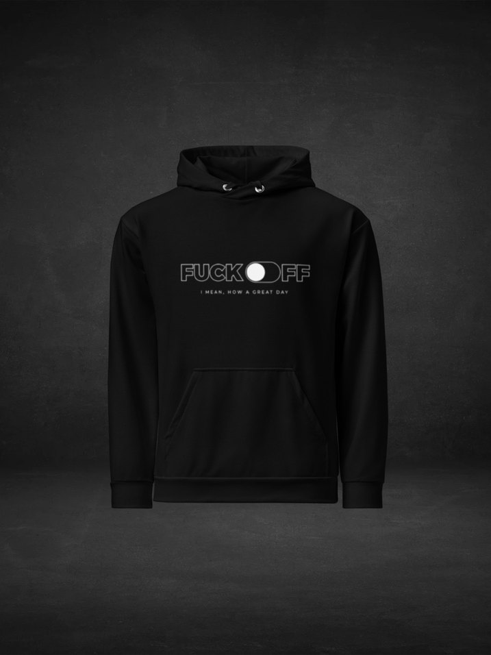 Fuck Off | Siyah Kapüşonlu Baskılı Sweatshirt - Görsel 3